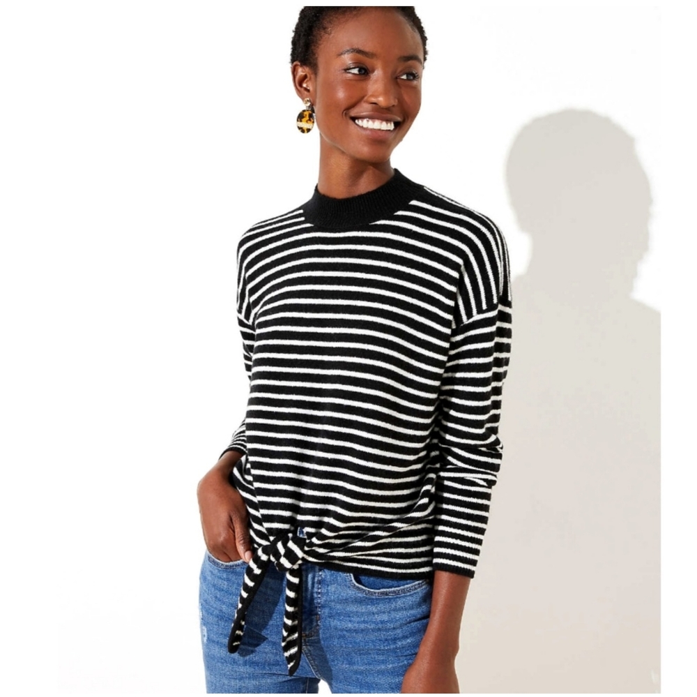 Loft Striped Tie Hem Sweater